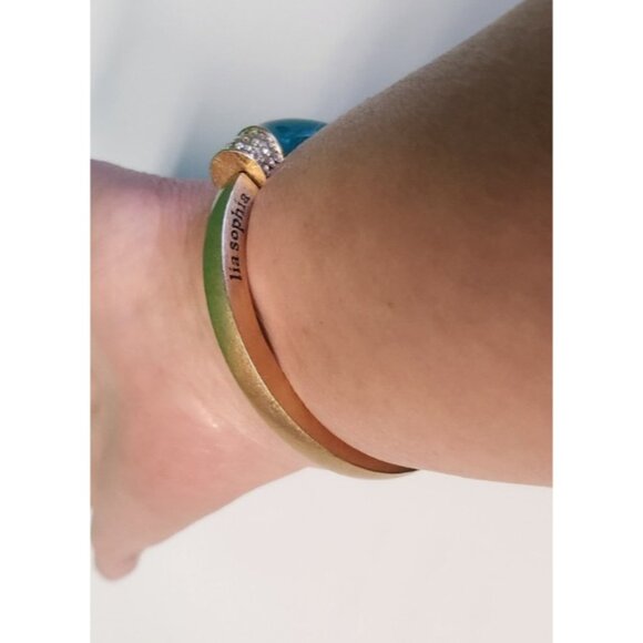 Lia Sophia Gold Tone Green Enamel Crystal Flex String Bracelet - Picture 7 of 7